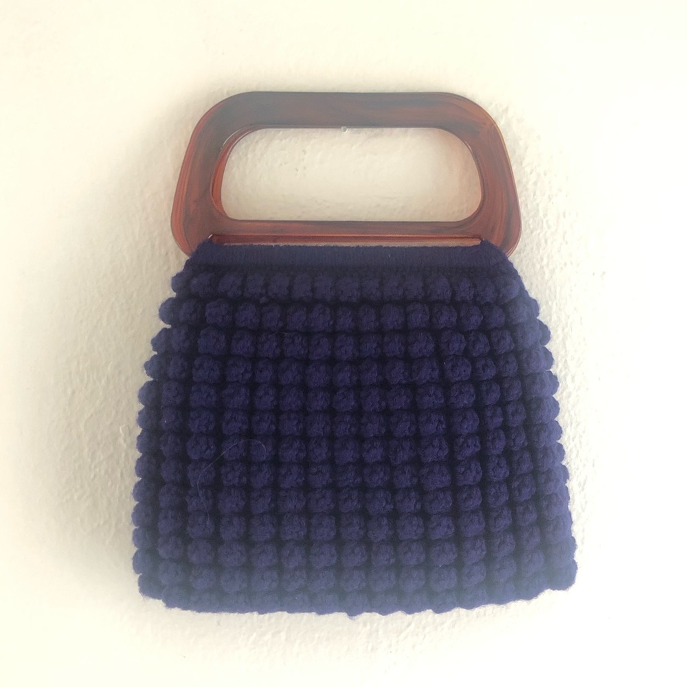Vintage blue bubble knit handbag
